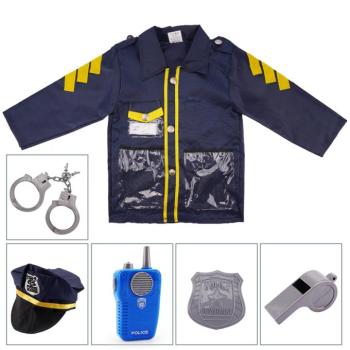 Gyermek rendőr jelmez hosszú ujjúval és walkie-talkie kép