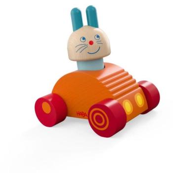 Haba Fa játék 2 az 1-ben Fa autó és bölcső Nyuszi