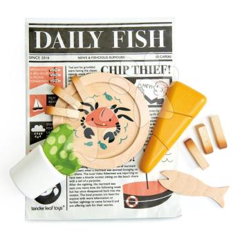Hagyományos angol vacsora halászoknak Fish and Chips supper Tender Leaf Toys újságpapírban(fából) kép