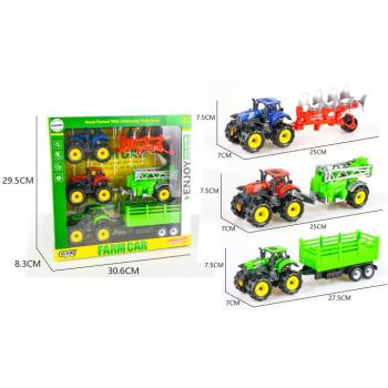 Három mezőgazdasági traktor pótkocsival kép
