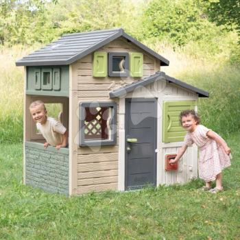 Házikó Jóbarátok teljes bejárati ajtó kukucskálóval Friends Evo Playhouse Life Smoby bővíthető hátsó felezett ajtó 6 ablak UV védelem kép