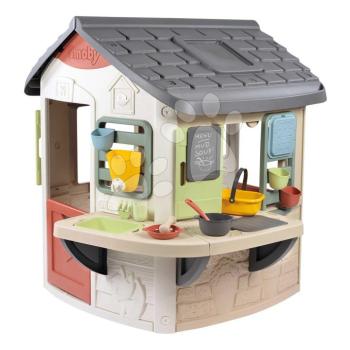 Házikó munkafelülettel kertészeknek 16 kiegészítővel Mud Cooking House Life Smoby bővíthető 2 felezett bejárattal működő víztartállyal UV védelemmel 24 hó-tól kép