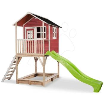 Házikó pilléreken cédrusból Loft 700 Red Exit Toys vízhatlan tetővel homokozóval és 2,28 m csúszdával piros kép