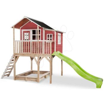 Házikó pilléreken cédrusból Loft 750 Red Exit Toys nagy vízhatlan tetővel homokozóval és 2,28 m csúszdával piros kép