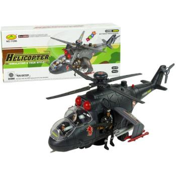 Helikopter hatalmas szárnyakkal, fényekkel, fekete, hanggal, pörgésekkel kép