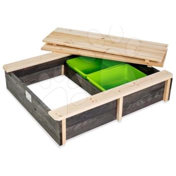 Homokozó fedéllel cédrusból Aksent wooden sandpit Exit Toys térfogata 45 kg 2 tárolóval 16 liter/32 kg vízre kép