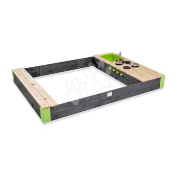 Homokozó konyhával folyó vízzel Aksen Wooden Sandpit Exit Toys térfogata 440 kg konyhai kiegészítőkkel 200*140 cm 3 évtől kép