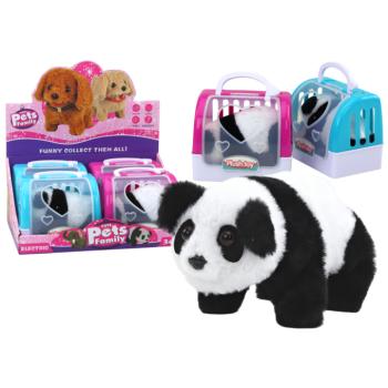 Interaktív plüss panda rózsaszín kék ládában kép