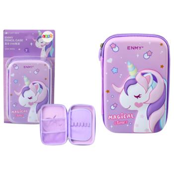 Iskolai összecsukható tolltartó Unicorn 3D-vel 23x15x5 cm lila kép