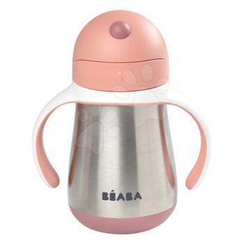 Ivó palack Bidon dupla falú Stainless Steel Straw Cup Beaba Old Pink 250ml rózsaszín rozsdamentes acélból 8 hó-tól kép
