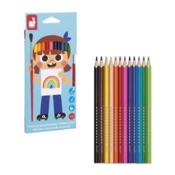 Janod Colorino Akvarell színes ceruzák és ecset 12 színben kép