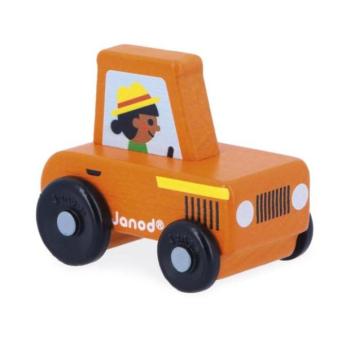 Janod Cross roads Fa jármű tolható Piros traktor kép
