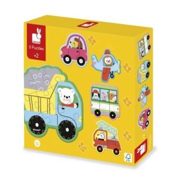 Janod Karton puzzle növekvő gyermekkel Közlekedési eszközök kép