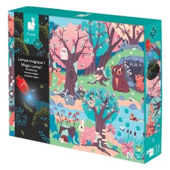 Janod Magical puzzle Forest zseblámpával 24 db