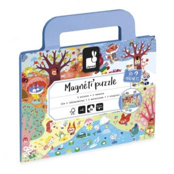 Janod Magnetipuzzle Évszakok 36 db bőrönd formájában kép