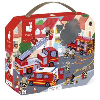 Janod Puzzle bőröndben Tűzoltók 24 db kép