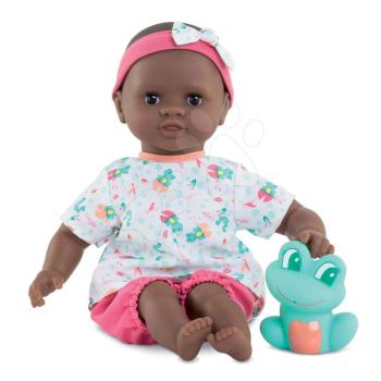 Játékbaba fürdéshez Baby Bath Alyzée Frog Mon Premiere Corolle fekete pislogó szemekkel és békával 30 cm 18 hó-tól kép