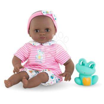 Játékbaba fürdéshez Baby Bath Alyzée Mon Premiere Poupon Corolle fekete pislogó szemekkel és békával 30 cm 18 hó-tól kép