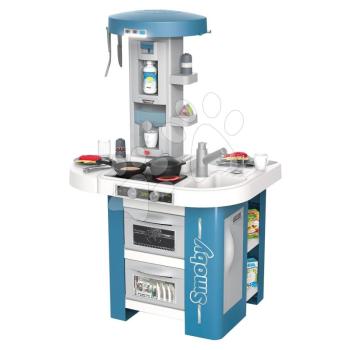Játékkonyha hanggal és fénnyel Tech Edition Kitchen Smoby működő konyhai ezsközökkel és élelmiszerekkel 35 kiegészítő 100 cm magas/51 cm pult kép