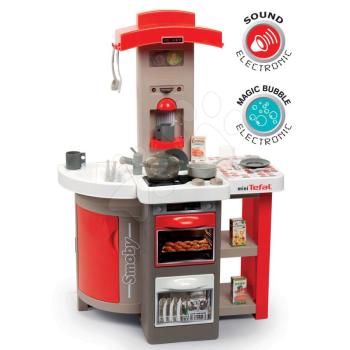 Játékkonyha összecsukható elektronikus Tefal Opencook Bubble Smoby piros hanggal mágikus bugyogással kávéfőzővel és 24 kiegészítővel kép