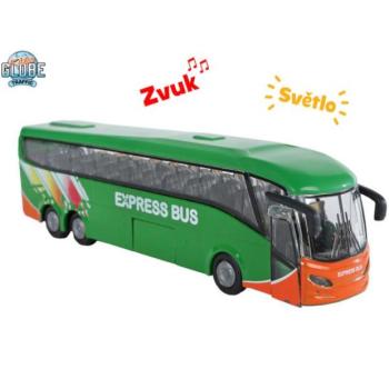 Kids Globe Traffic autóbusz 18,5cm fém hátramenet akkumulátorral fénnyel és hanggal kép
