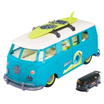 Kisautó lakókocsi VW The Originals T1 Majorette fénnyel és 1 gyűjtői kisautóval 32,5 cm hosszú kép