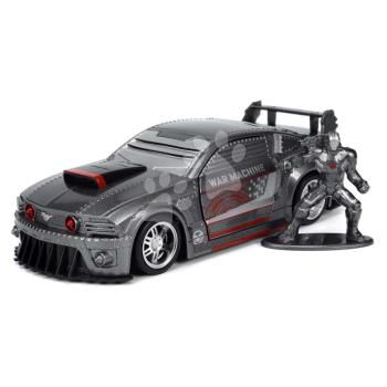 Kisautó Marvel War Machine 2006 Ford Mustang Jada fém nyitható ajtókkal és War Machine figurával hossza 20,5 cm 1:32 kép