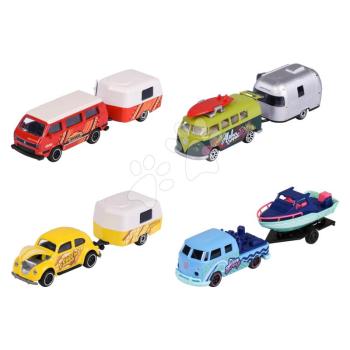 Kisautó pótkocsival VW The Originals Trailer Majorette fém felfüggesztéssel 13 cm hossza 4 fajta kép