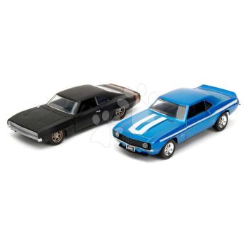 Kisautók Chevrolet Camaro 1969 és Dodge Charge Wide Body 1968 Fast & Furious Twin Pack Jada fém nyitható részekkel hossza 13 cm 1:32 kép