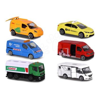 Kisautók városi City Vehicles Majorette mozgatható részekkel 7,5 cm hosszú 6 különböző fajta kép