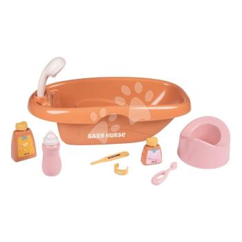Kiskád bilivel 42 cm babának Bath Set & Accessories Soft Baby Nurse Smoby 8 kiegészítővel kép