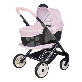 Kombinált babakocsi Puschair Pink Maxi Cosi&Quinny Smoby mély sportos és hordozható mózeskosár 42 cm játékbabának 64 cm tolókarral kép