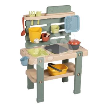 Konyha kis kertészeknek Mud Kitchen Life Smoby játék fűvel virágokkal és homokkal 11 kiegészítővel szerszámokkal és víztárolóval 3 évtől kép