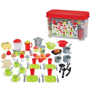 Konyhai eszközök élelmiszerek tárolódobozban Dining Set Écoiffier kávéfőzővel 70 kiegészítő 18 hó-tól kép