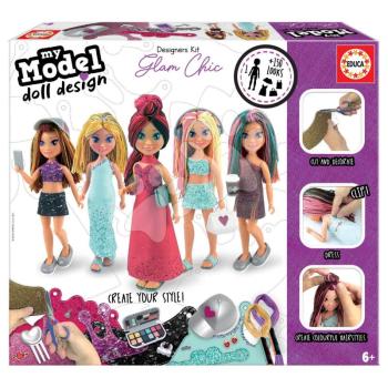Kreatív alkotás Design Your Doll Glam Chic Educa készítsd el saját elegáns játékbabádat az 5 modellből 6 évtől kép