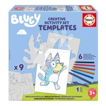 Kreatív alkotás Stencil Bluey Activity Set Educa színezd ki a kutyust Bluey 6 zsírkrétával 8 különböző modell 24 hó-tól EDU19886 kép