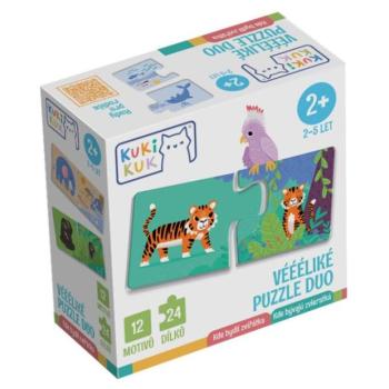 KukiKuk 80036 Nagy puzzle duó Hol laknak az állatok kép