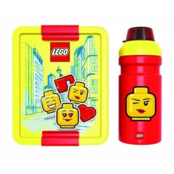 LEGO® ICONIC lány snack készlet (üveg és doboz) - sárga / piros kép