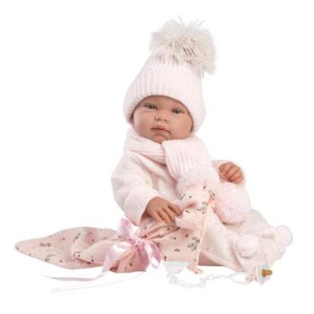 Llorens 84338 NEW BORN GIRL - valósághű baba baba teljes vinil testtel - 43 cm kép