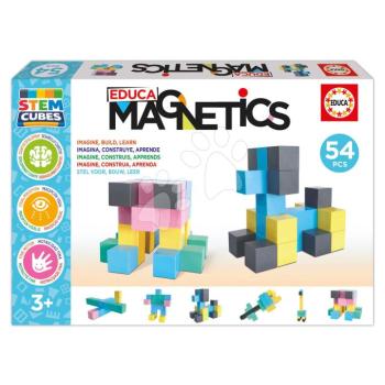 Mágneses építőjáték Kockák Magnetics Stem Cubes Educa 54 színes elem kép