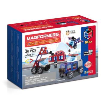 Mágneses építőjáték Rendőrség és mentőszolgálat Amazing Police & Rescue set Magformers 26 részes kép