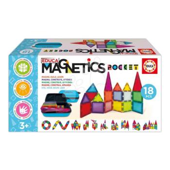 Mágneses építőjáték tokban Magnetics Pocket Educa 18 színes darab kép