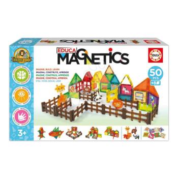 Mágneses építőjáték Zoo Magnetics Park Zoo Educa 50 színes darab 4 állatfigurával 3 évtől kép