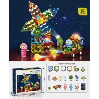 Mágneses világító építőkocka 57 darabos Diamond Surface