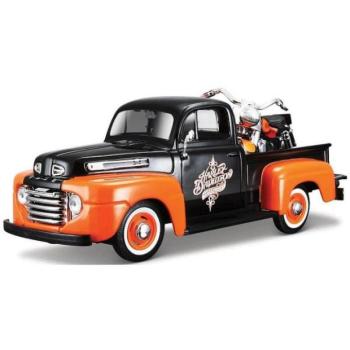 Maisto - Harley-Davidson Custom, 1948 Ford F-1 Pick up + 1958 FLH Duo Glide, 1:24 kép