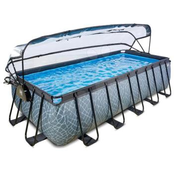 Medence búrával és homokszűrős vízforgatóval Stone pool Exit Toys acél medencekeret 540*250*122 cm szürke 6 évtől kép