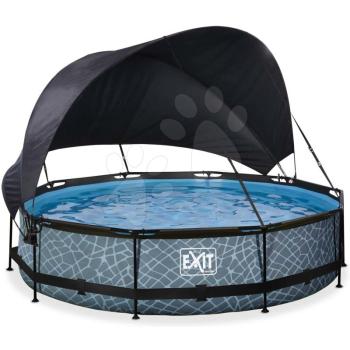 Medence napellenzővel és szivattyúval Stone pool Exit Toys kerek acél medencekeret 360*76 cm szürke 6 évtől kép