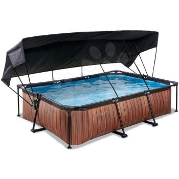 Medence napellenzővel és szivattyúval Wood pool Exit Toys acél medencekeret 300*200 cm barna 6 évtől kép