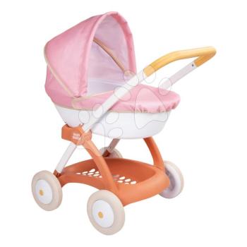 Mély babakocsi textil huzattal Pram Soft Baby Nurse Smoby 42 cm játék babának 58 cm magas tolókarral 18 hó-tól kép