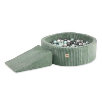 Mini játszótér medencével Ø 90 × 30 cm játékelemmel (háromszög) és 200 zöld labdával kép
